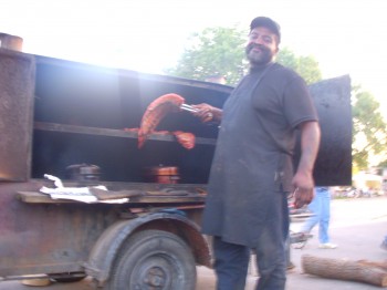 Perry Foster's BBQ - Kid Rock's personal bbq-king was at teh Grease Monkey Lot!! Oh yeah, we rule!
